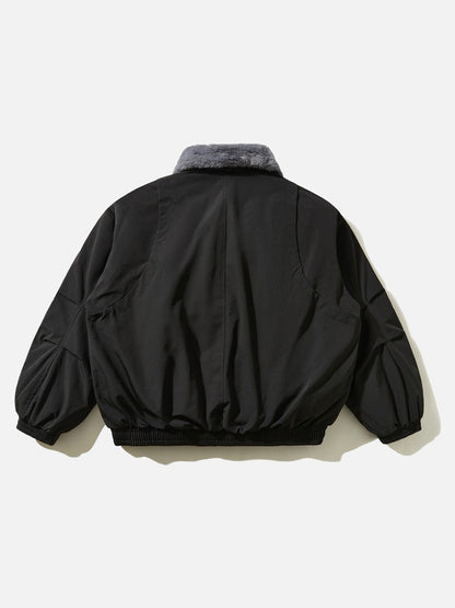 Ruched bomber jacket styled as a versatile everyday outer layer