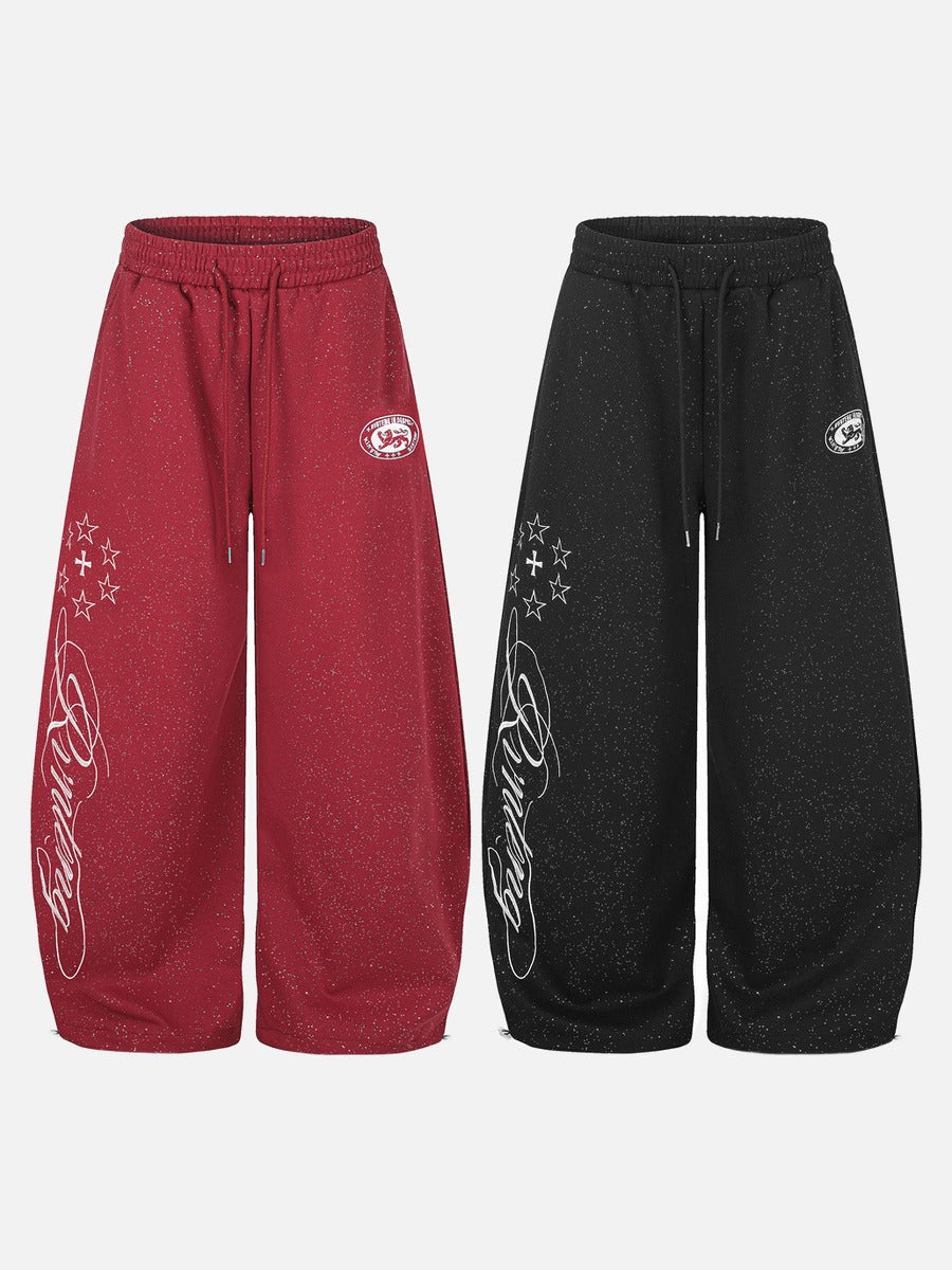 Relaxed leg opening detail on embroidered fleece sweatpants