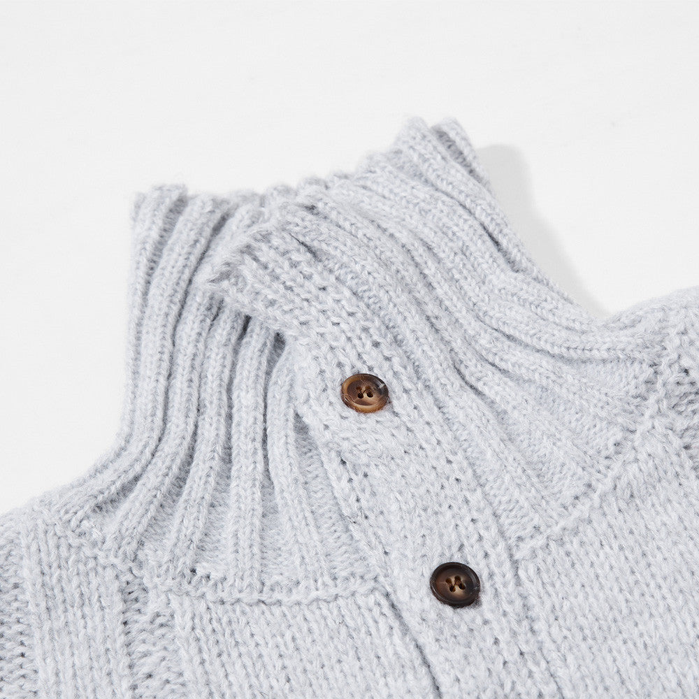 Cable knit mock neck jumper styled for everyday wear