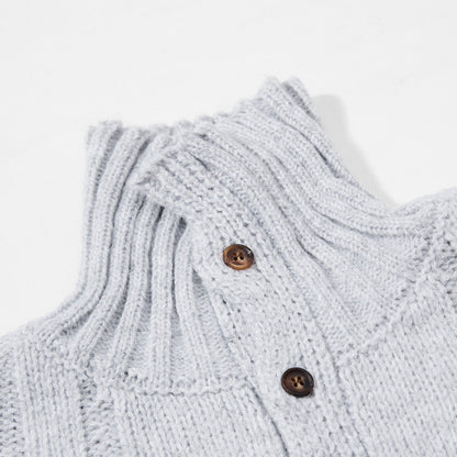 Cable knit mock neck jumper styled for everyday wear