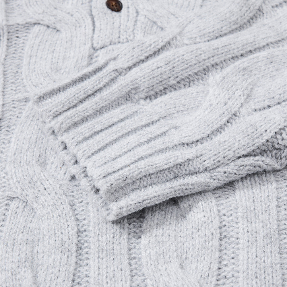Full view of the textured mock neck jumper