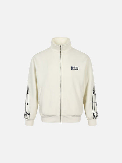 Graphic full-zip jacket shown from the front
