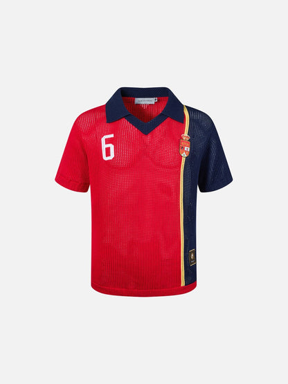Colour Block Polo Shirt With Number Graphic