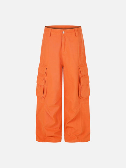 Orange Wide-Leg Cargo Trousers
