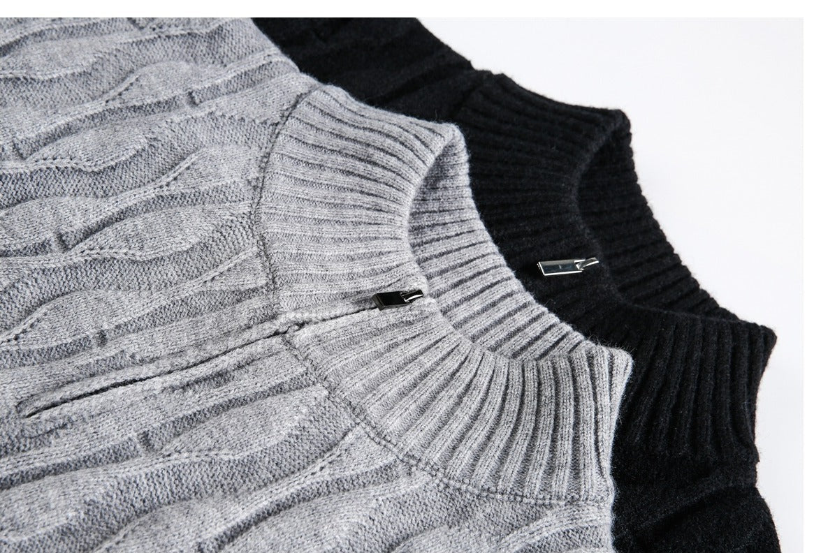 Full view of the mock neck jumper laid flat