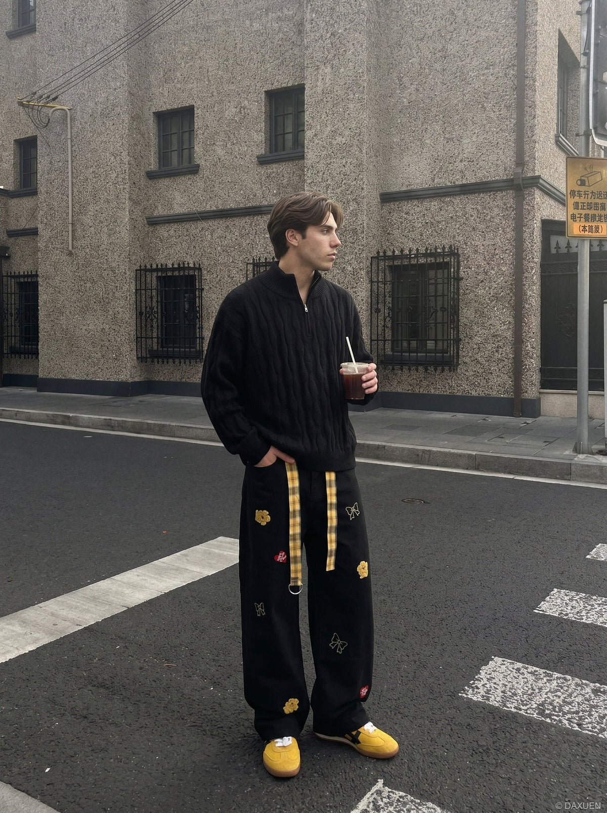 Wavy cable knit jumper shown from the back