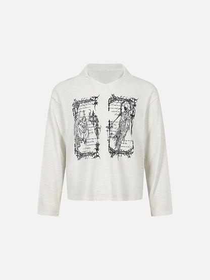 Oversized Graphic Knit Top With Wing Print