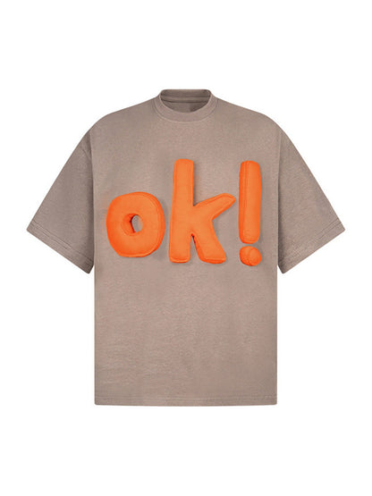 Revelse™ Graphic OK! Slogan Cotton T-Shirt