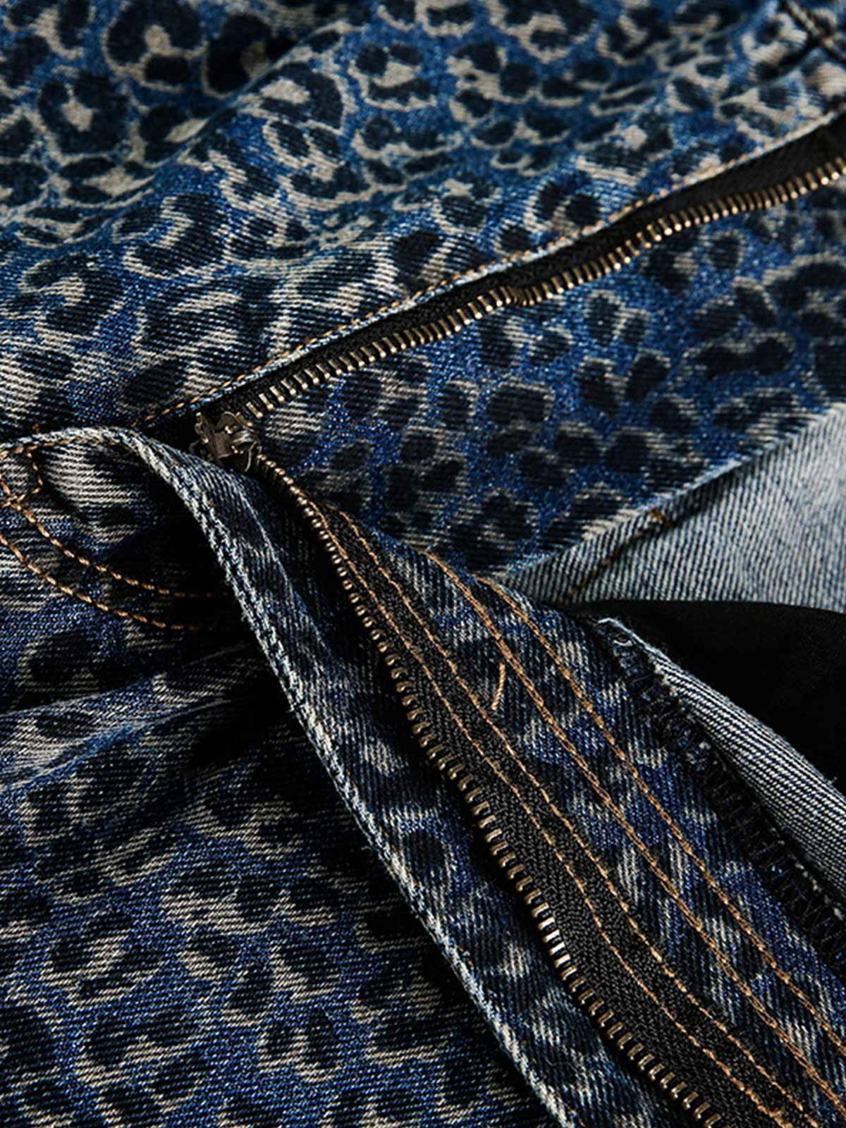 Revelse™ Leopard Print Denim Barrel Jeans
