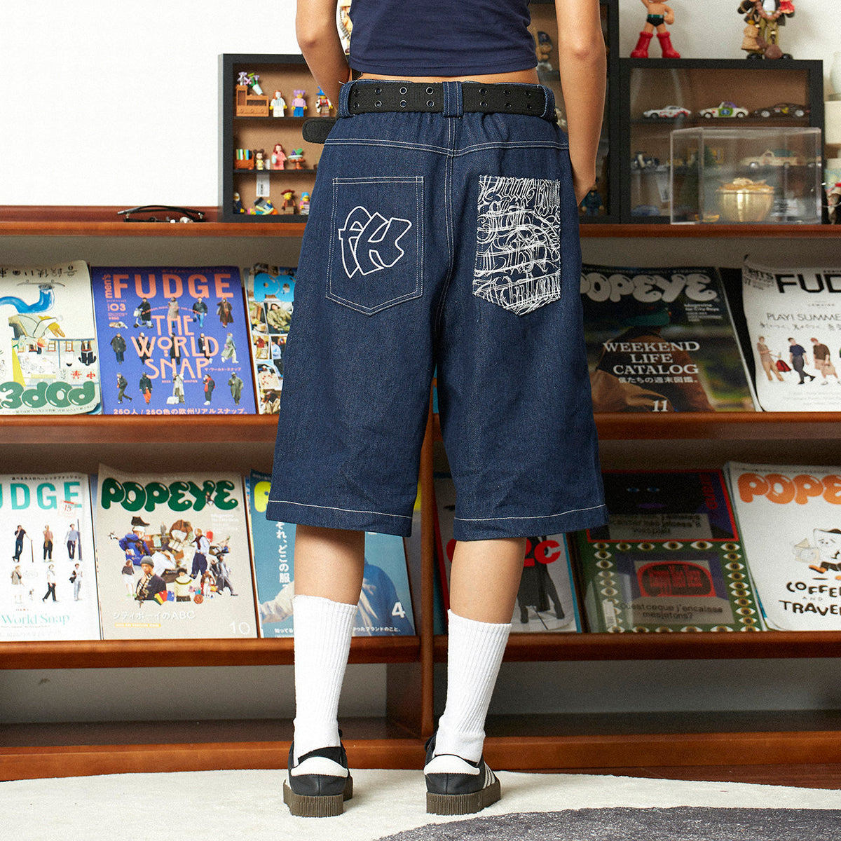 Revelse™ Men’s Graffiti Print Denim Shorts Hip-Hop Streetwear