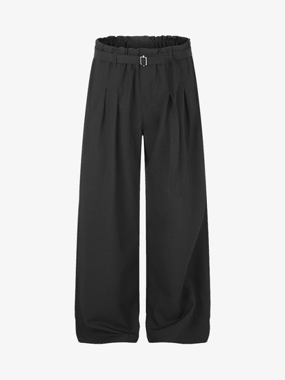 Wide-Leg Printed Casual Trousers With Elastic Waistband
