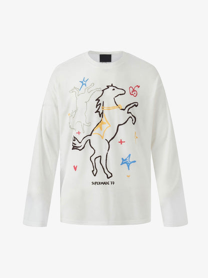 Revelse™ Horse Graphic Print Long Sleeve Tee