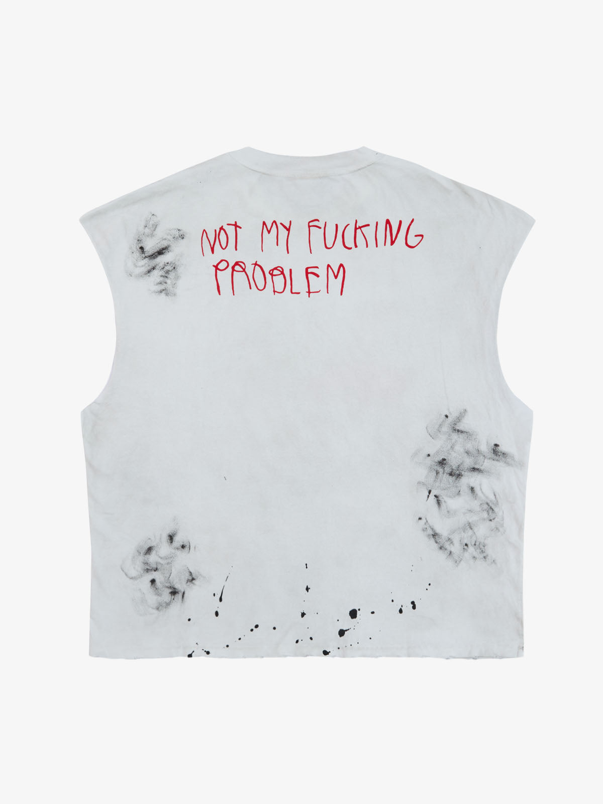 Revelse™ Grunge Slogan Print Distressed Raw Hem Sleeveless T-Shirt