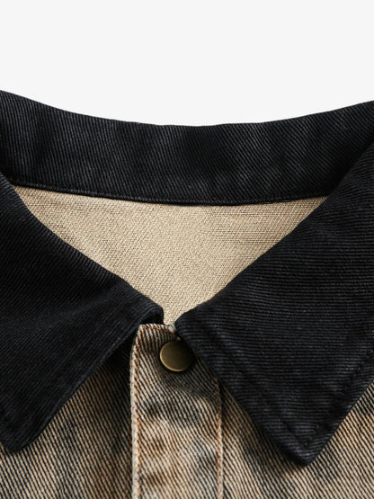 Revelse™ Distressed Cheetah Print Denim Shirt Vintage Style