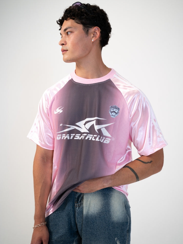 Revelse™ Distressed Football Mesh T-Shirt Cotton Blend