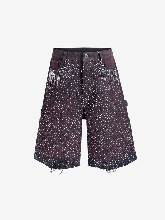 Revelse™ Gradient Rhinestone Embellished Denim Shorts