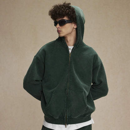 Revelse™ Washed Oversized Retro Zip-Up Hoodie