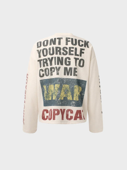 Revelse™ Oversized Waffle Knit Cotton Long-Sleeve Top Apricot