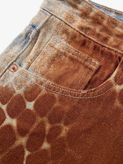 Revelse™ Croc Texture Washed Wide Leg Denim Jeans