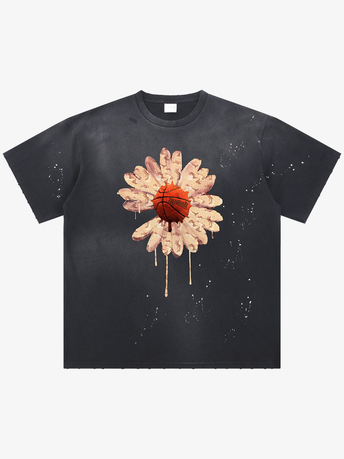 Revelse™ Floral Ink Splatter Graphic Basketball T-Shirt