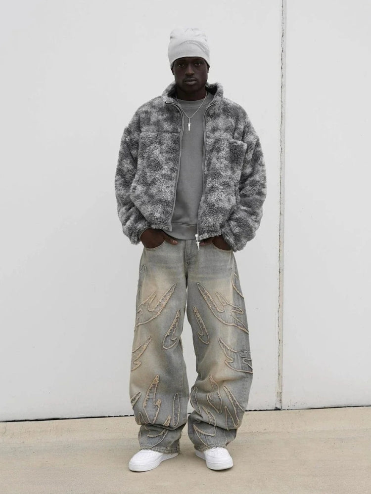 Revelse™ Unisex Loose-Fit Distressed Washed Denim Jeans Gray