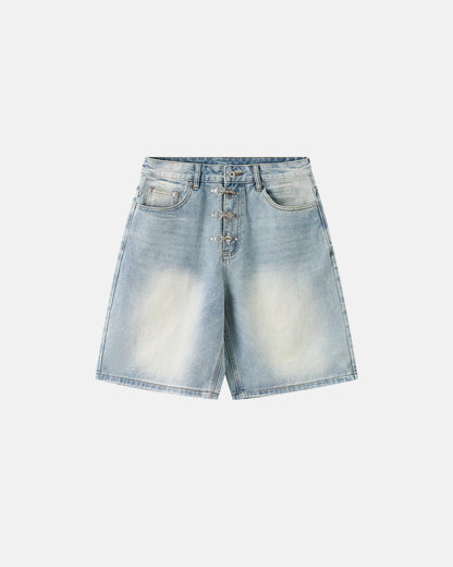 Revelse™ Men's Denim Metal Buckle Baggy Jorts