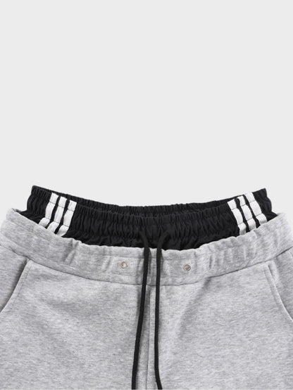 Revelse™ Wide-Leg Cotton Joggers with Side Stripe Panels