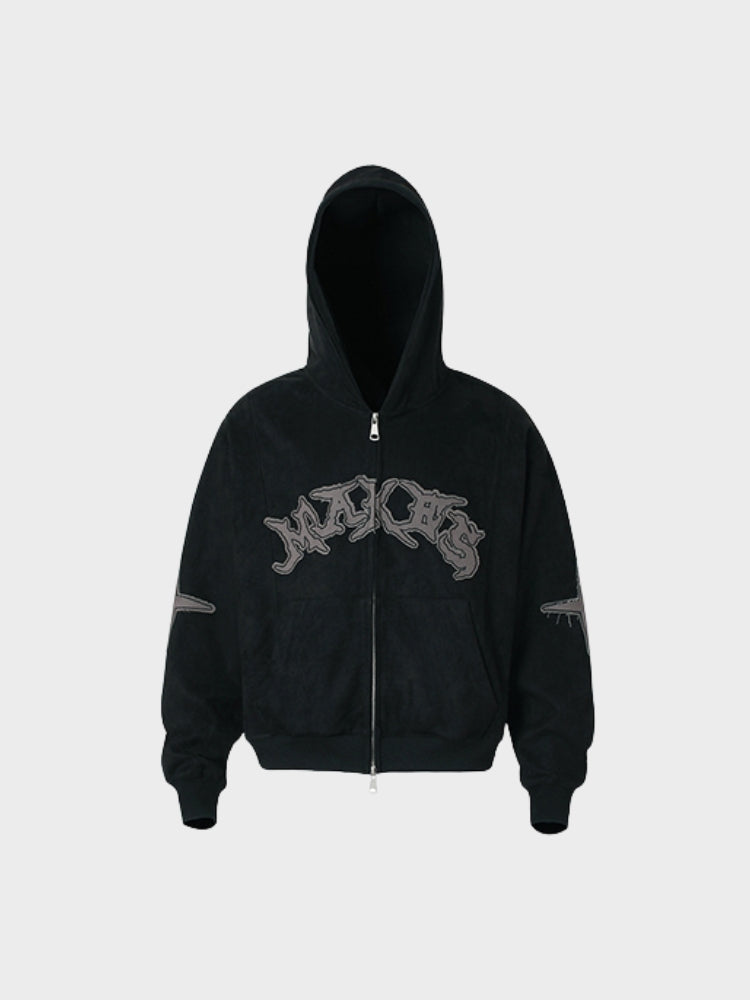 Revelse™ Embroidered Loose-Fit Zip-Up Hoodie