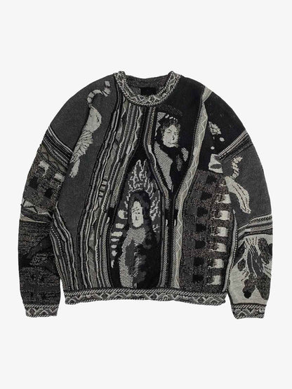 Striped Cotton Knit Polo Sweater With Embroidered Crest