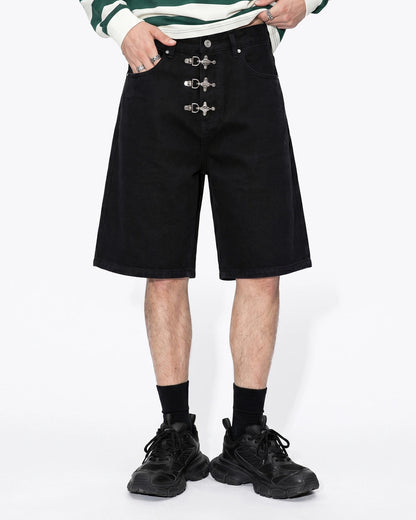 Revelse™ Men's Denim Metal Buckle Baggy Jorts