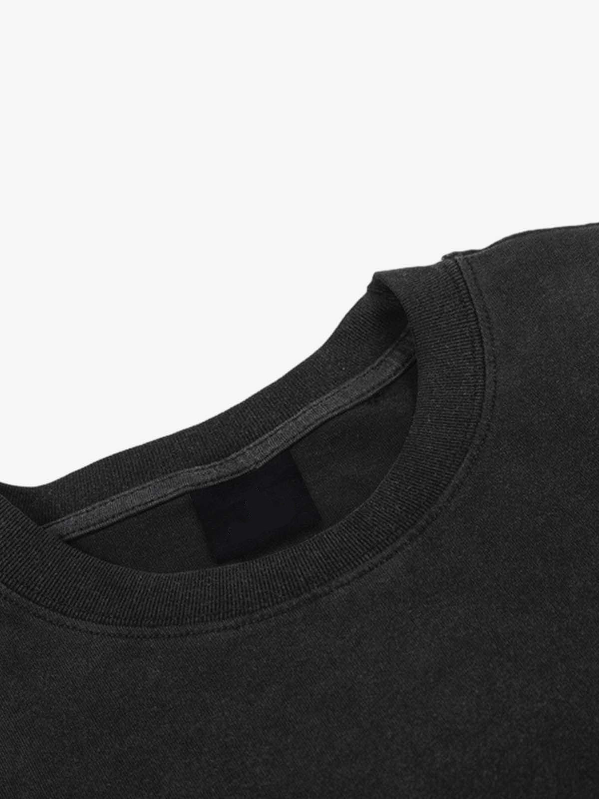 Vintage Washed Cotton Graphic Patchwork T-Shirt