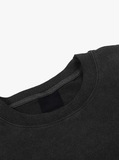 Vintage Washed Cotton Graphic Patchwork T-Shirt