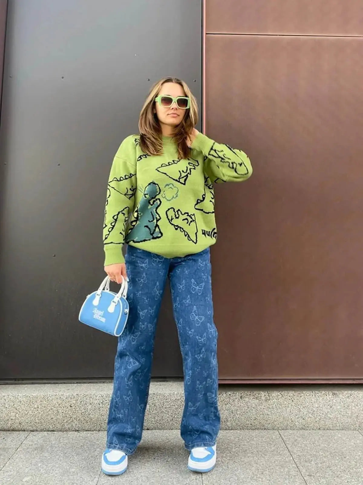 Revelse™ Cartoon Dinosaur Printed Sweater
