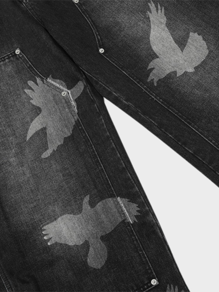 Revelse™ Wide-Leg Loose Fit Baggy Denim Jeans Black