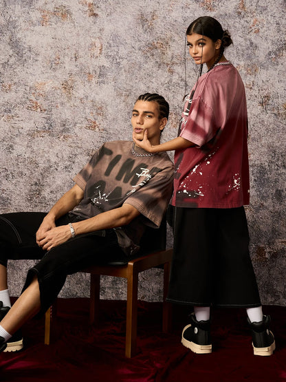 Revelse™ Ink Splash Letter Print T-Shirt