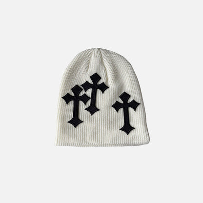 Cross Knitted Cotton Blend Beanie