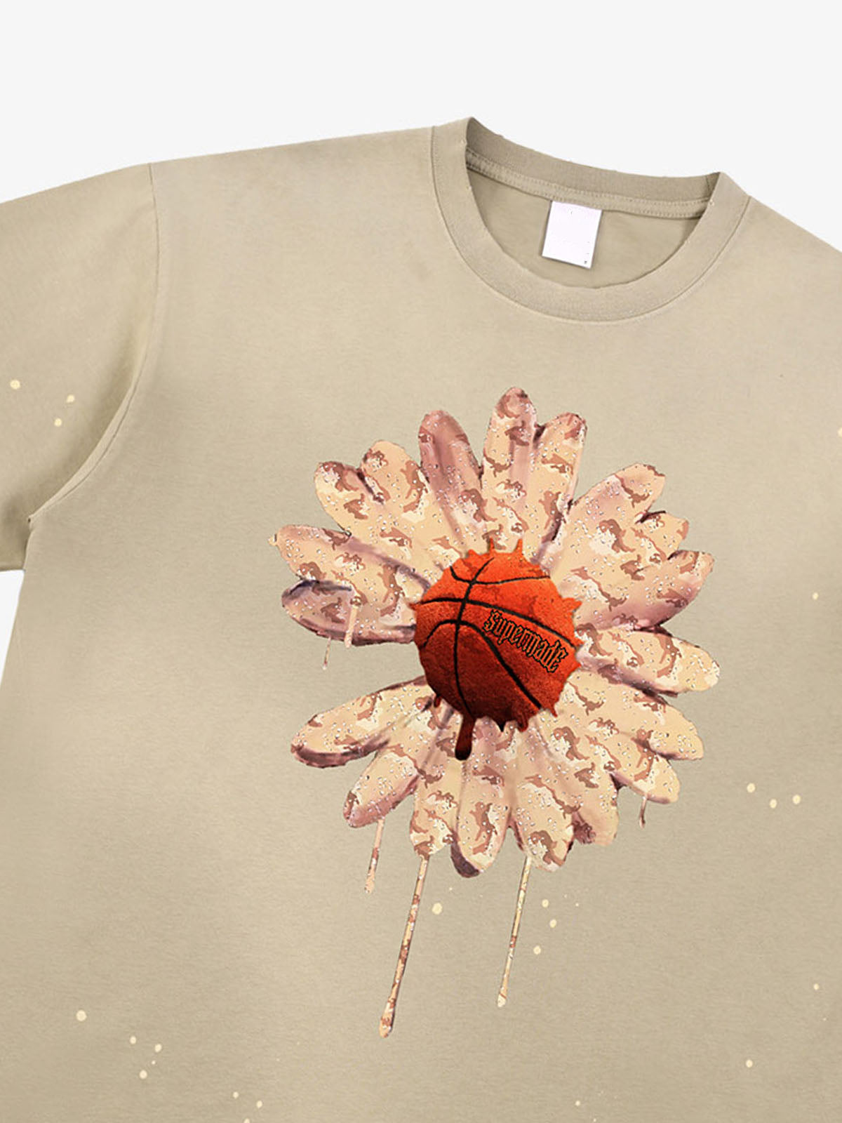 Revelse™ Floral Ink Splatter Graphic Basketball T-Shirt
