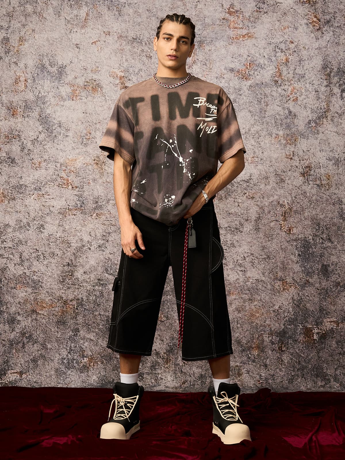 Revelse™ Ink Splash Letter Print T-Shirt