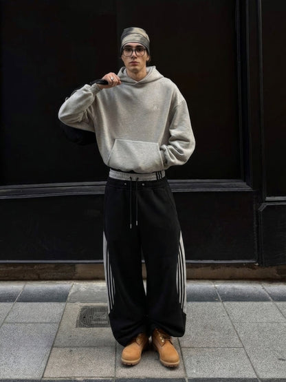 Revelse™ Wide-Leg Cotton Joggers with Side Stripe Panels