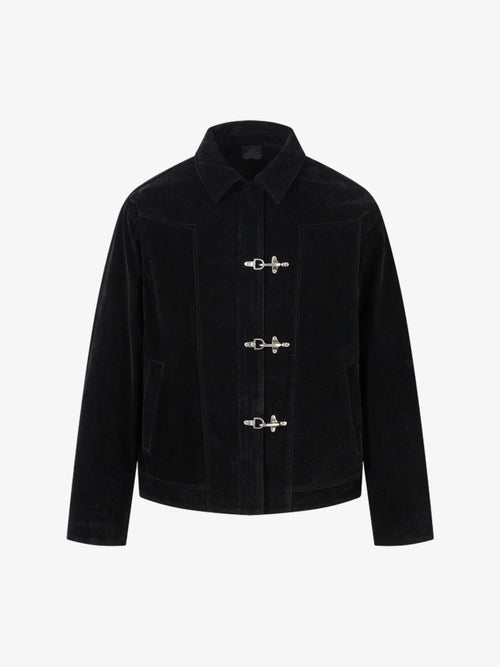 Revelse™ Retro Suede Bomber Jacket with Metal Button Lapel