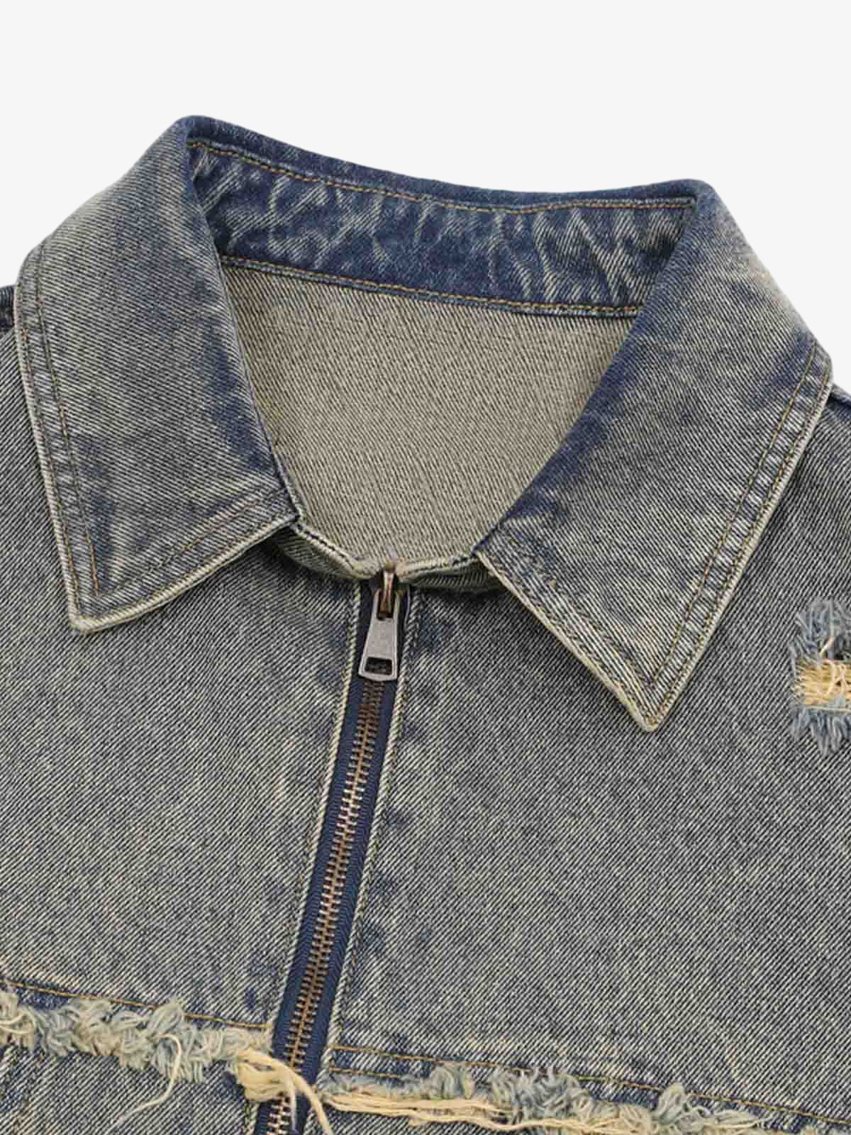 Revelse™ Men's Ripped Distressed Denim Jacket and Pants Set