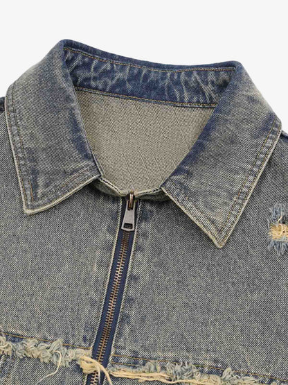 Revelse™ Men's Ripped Distressed Denim Jacket and Pants Set