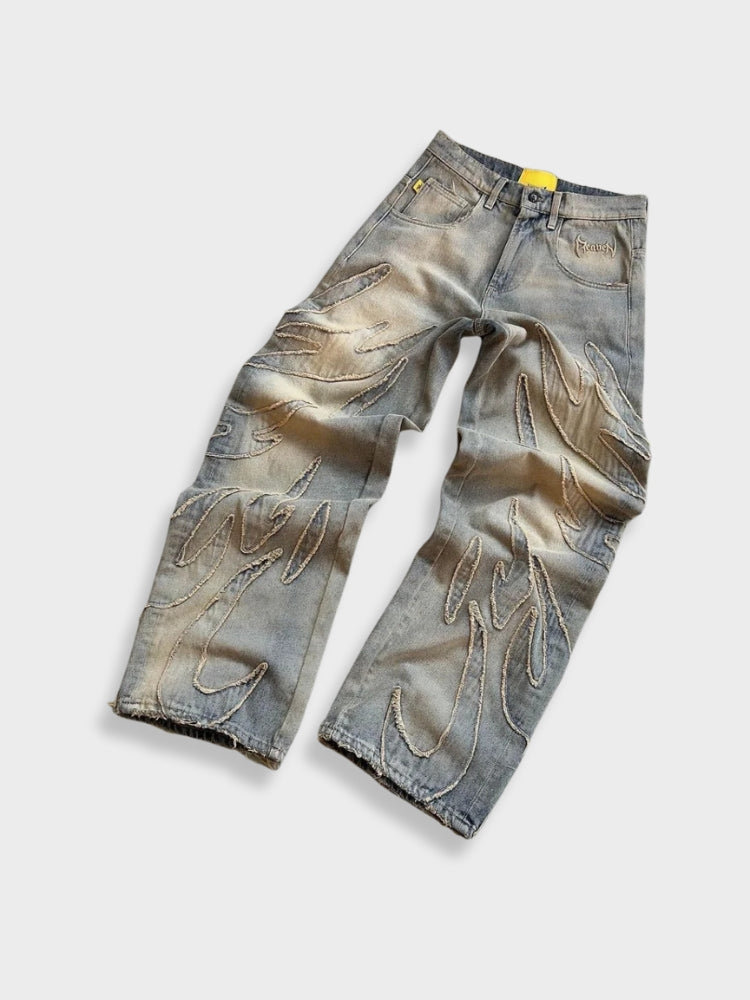 Revelse™ Unisex Loose-Fit Distressed Washed Denim Jeans Gray