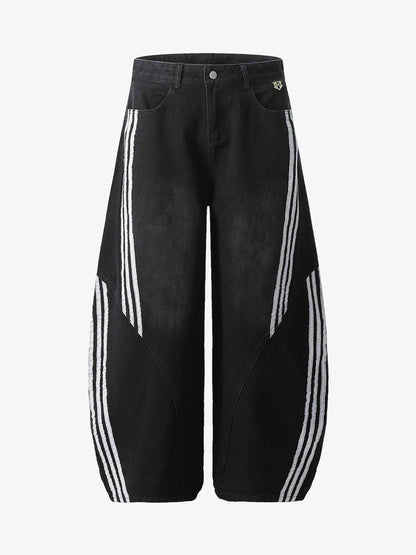 Revelse™ Contrast Stitching Barrel Leg Denim Jeans