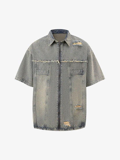 Revelse™ Men's Ripped Distressed Denim Jacket and Pants Set