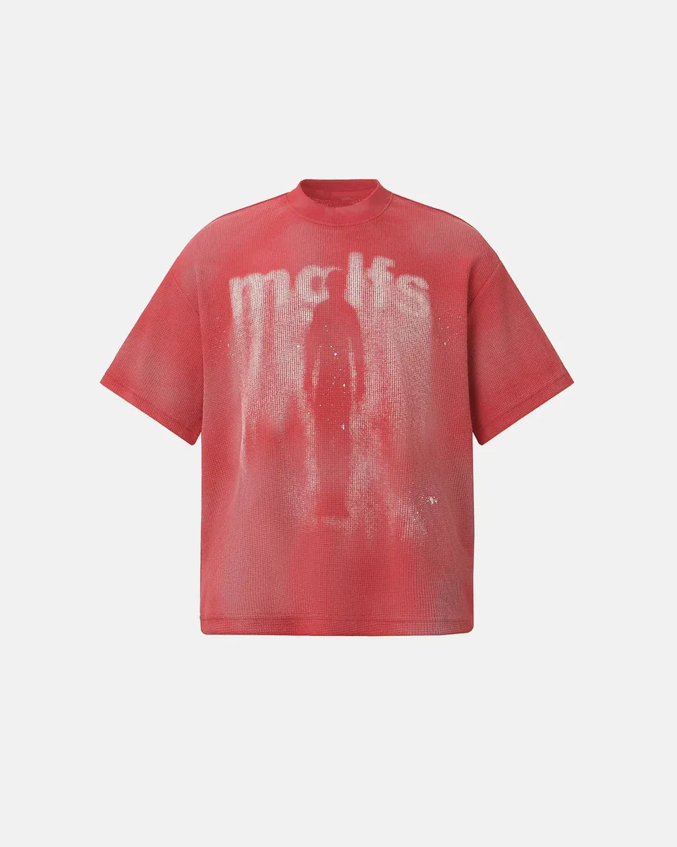 Grunge Graphic Waffle Knit T-Shirt
