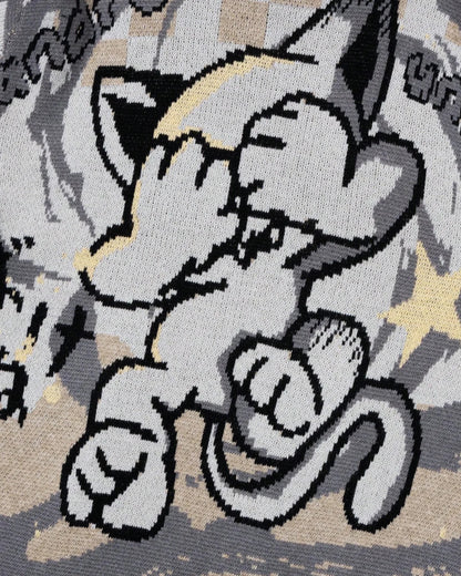 Ribbed hem detail on the graphic crew neck jumper