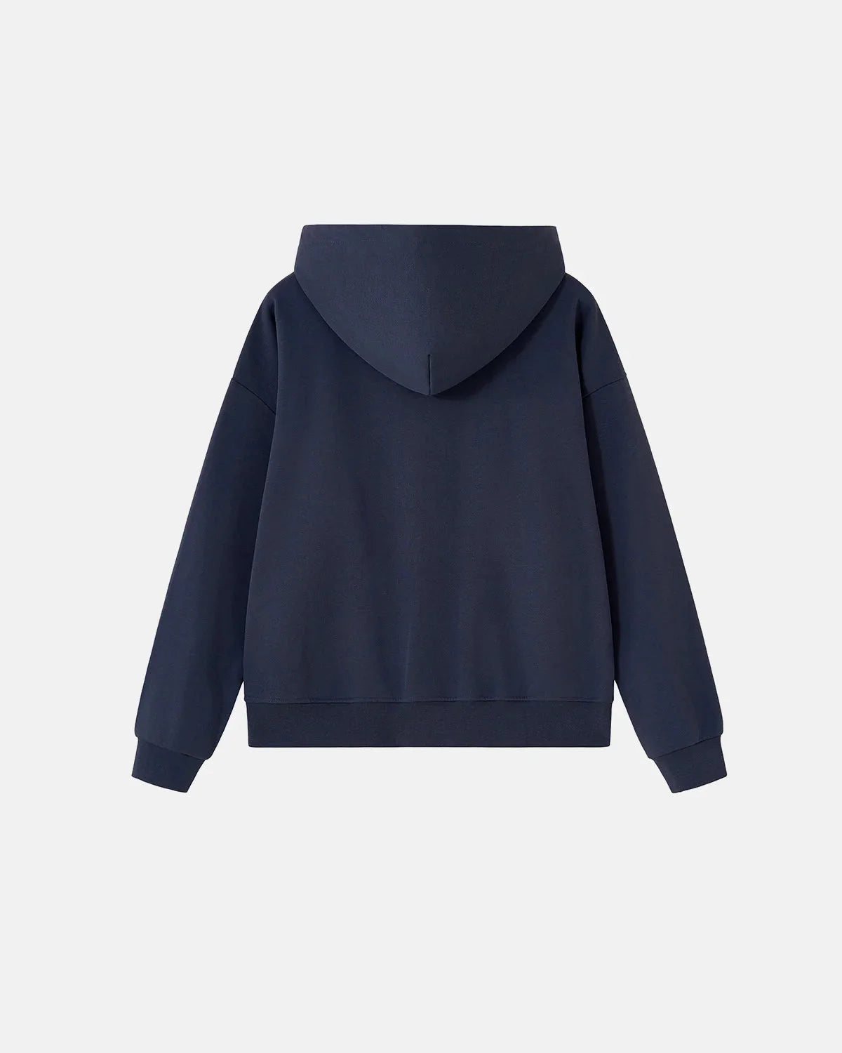 Close-up of the hoodie zip and chunky fabric texture