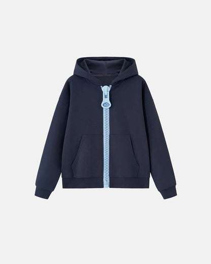 Contrast Chunky Zip-Up Hoodie
