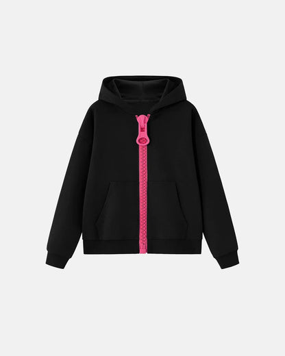Contrast Chunky Zip-Up Hoodie